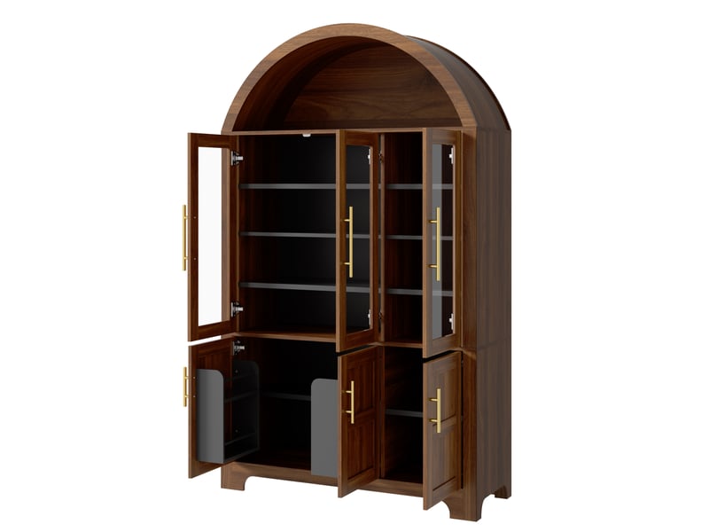  Vaisselier,110x40x185 cm,mdf et panneaux de particules,coloris noyer  - Conforama B