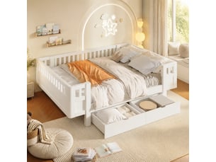 Lit avec rangement 140x200 cm <strong></strong>  <strong></strong> coloris blanc