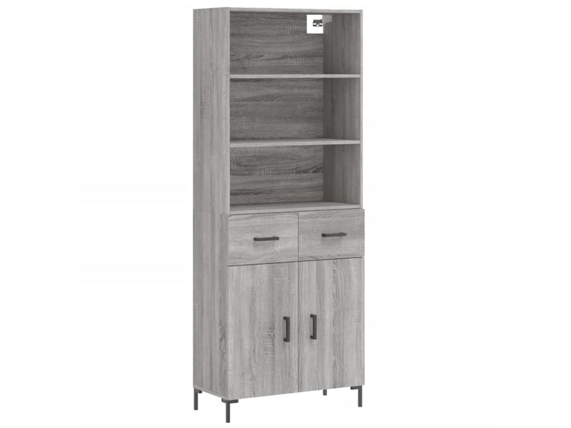 Buffet haut - bahut - meuble de rangement sonoma gris 69,5x34x180 cm bois d'ingénierie - Conforama A