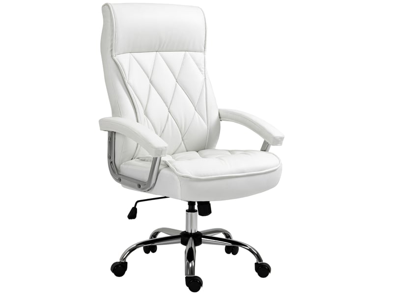  Fauteuil de bureau ergonomique en similicuir blanc, réglable, pivotant et inclinable  - Conforama A