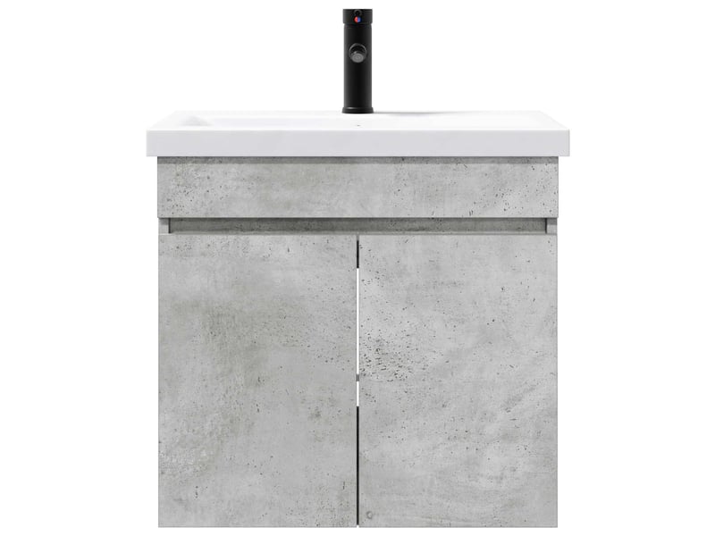 Meuble de rangement salle de bain avec robinet gris béton shl7472 - Conforama E