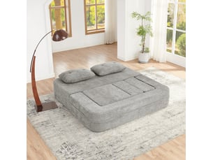 Canapé convertible modenvie modulable 3 places 199 x 194 cm pliable tissu gris clair