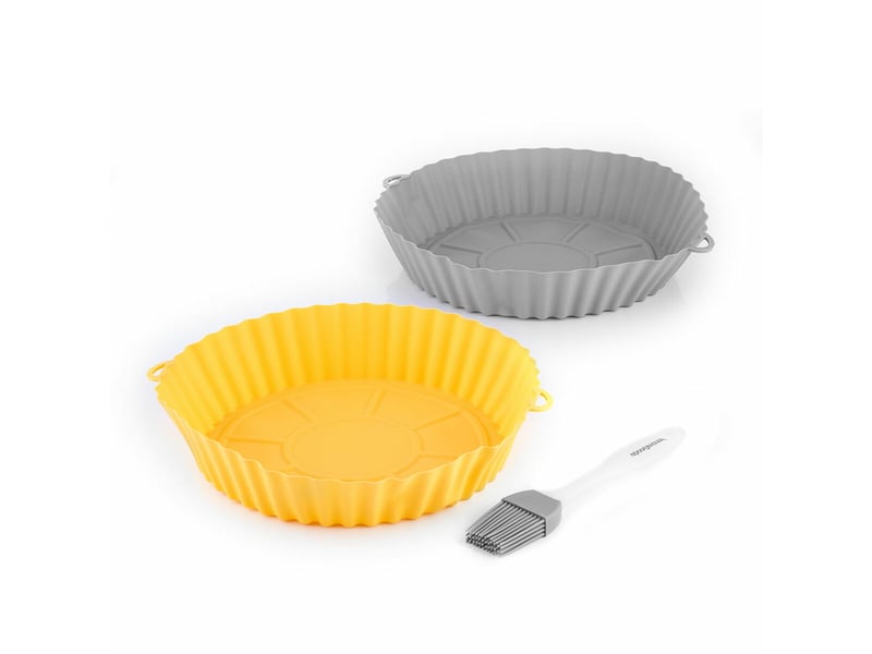  Pack de 4 paniers en silicone avec poignées pour friteuse à air et 2 pinceaux innovagoods  - Conforama B