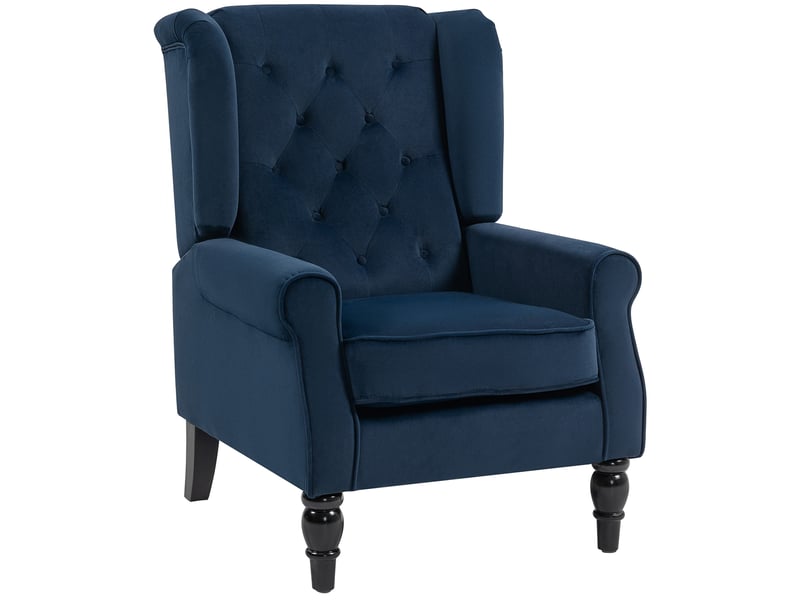  Dossier capitonné, fauteuil de salon à assise large, grand confort pour la lecture, bleu foncé T1003-01-19061 - Conforama B