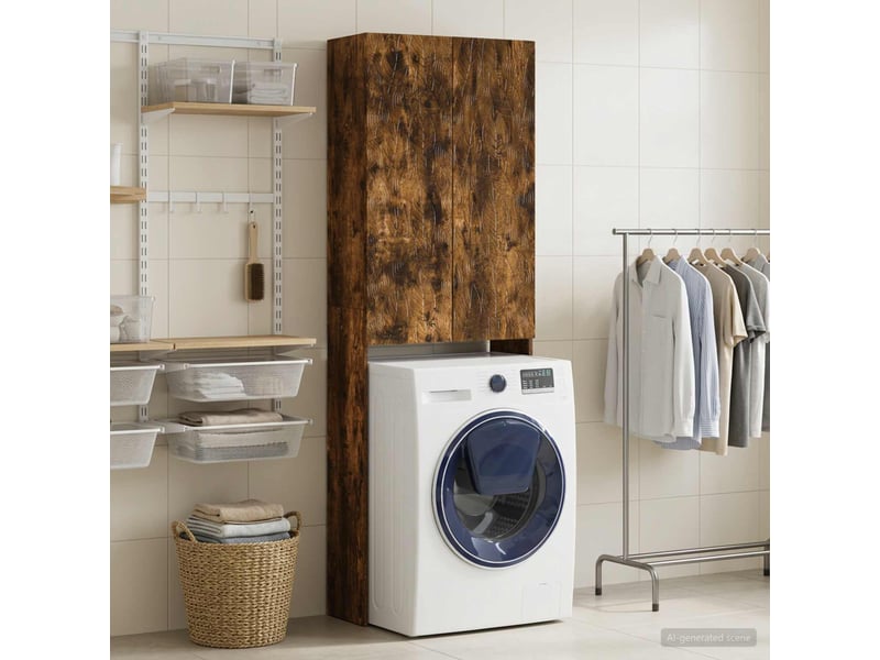  Armoire de toilette, meuble de toilette delft chêne fumé 66x25.5x190 cm  - Conforama C