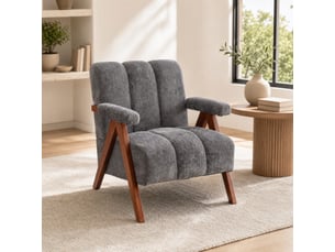 Fauteuil d'appoint avec accoudoirs 77 x 68,5 x 77 cm - gris - cadre en bois de chêne et mousse
