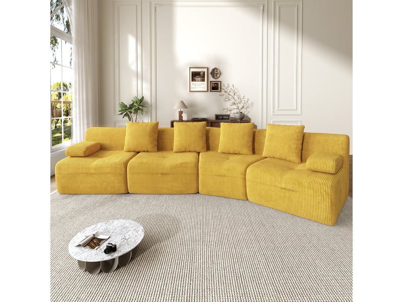  Canapé modulable, canapé 4 places, sans montage, format compressé, mobilier pour espace de vie, en velours tricoté  - Conforama A