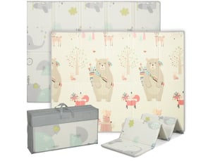 Tapis d'éveil bébé 200 x 150 x 1,5 cm multicolore en plastique, réversible pliable avec sac de rangement