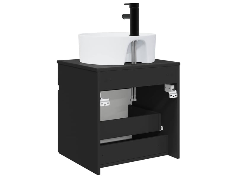  Meuble de lavabo mural, rangement salle de bain noir 49x44.5x65 cm bois d'ingénierie  - Conforama D