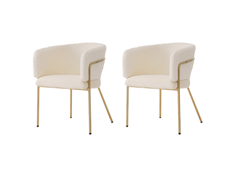  Chaise salle à manger 57x77 cm style élégant, dossier englobant, blanc, 4 pieds en métal, structure métal  - Conforama A