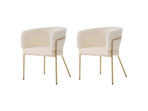 Chaise salle à manger 57x77 cm style élégant, dossier englobant, blanc, 4 pieds en métal, structure métal