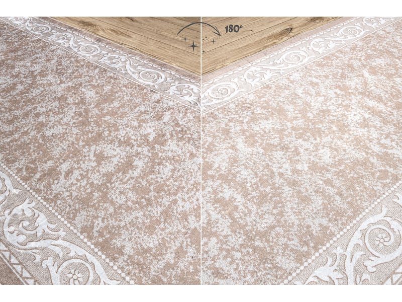  Tapis de couloir antidérapant lotus romantic 60981 classique, ornement beige lavable 80 cm 80x550 cm  - Conforama C