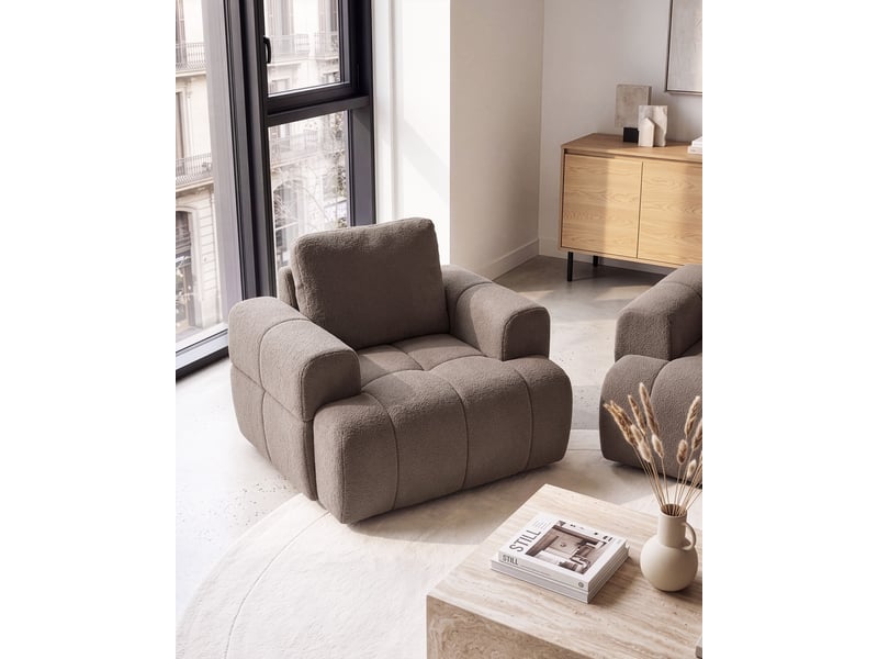  Fauteuil narilla bouclé taupe  - Conforama B
