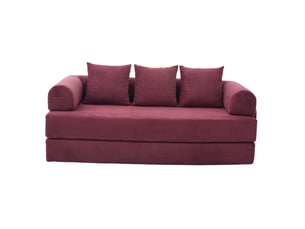 Canapé droit compressé convertible OKWISH 3 places Velours côtelé rouge