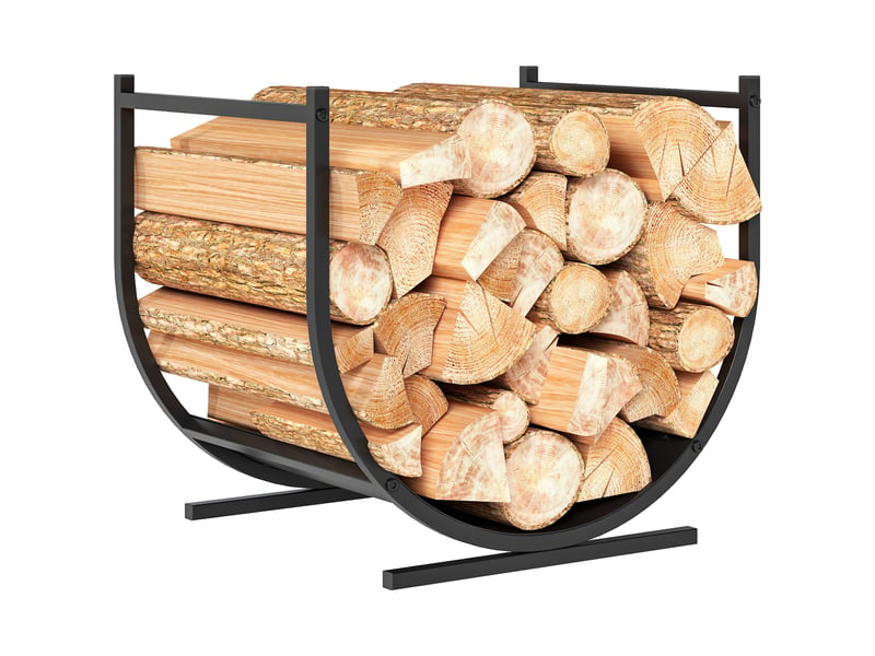  Range-bûches en métal noir, base incurvée stable, 43 x 33 x 38 cm, charge 20 kg  - Conforama A