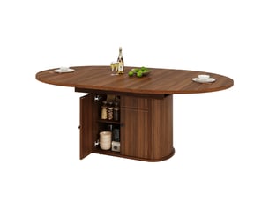 Table à manger extensible 118-158 x 118 x 76,5 cm, 4 à 6 personnes, espace de rangement, gain de place, table de cuisine, mdf, brun foncé