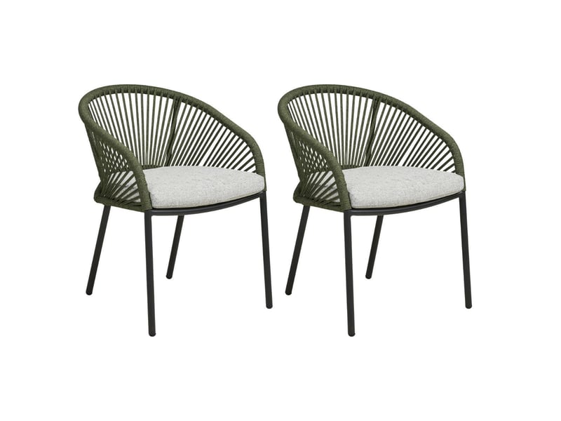  Lot de 2 fauteuils de jardin vert en acier et corde - noalia NOALIA - Conforama A