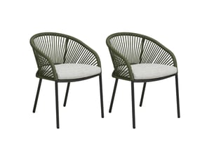 Lot de 2 fauteuils de jardin vert en acier et corde - noalia