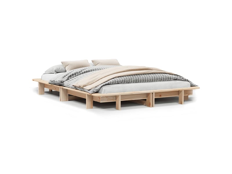  Lit double- lit adulte -  cadre de lit sans matelas 120x190 cm bois de pin massif  - Conforama A