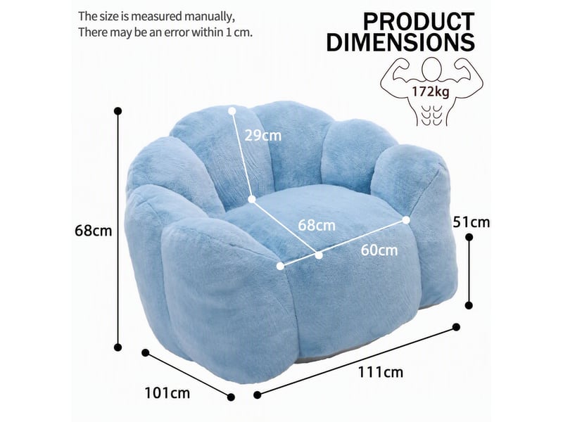  Fauteuil compact en forme de lotus 111x101x68 cm pour adulte sans montage — — — bleu  - Conforama E
