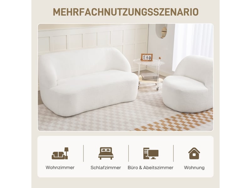  Canapé 2 places, canapé de salon, crème, pour salon, pour chambre, en tissu polaire  - Conforama W