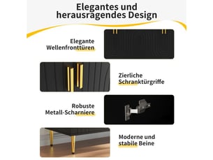 Buffet 4 porte(s)  2 tiroir(s) <strong></strong> <strong>152x40x75cm</strong> - 152 cm coloris noir 