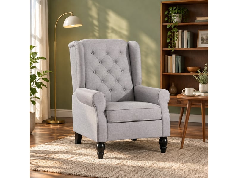 Fauteuil 1 place gris en polyester 74x86x102 cm avec dossier haut - Conforama D