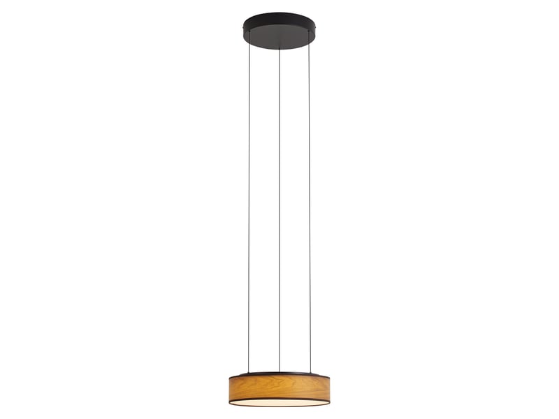  Suspension moderne noire avec imprimé bois de noyer, led intégrée, 3 niveaux d'intensité et système easylift - drew  - Conforama A