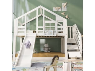 Lit cabane 90x200 cm <strong>OXEZA</strong> <strong></strong> coloris blanc
