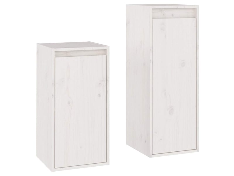  Lot de 2 meuble tv bas salon blanc bois massif de pin shl45318  - Conforama A