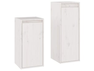 Lot de 2 meuble tv bas salon blanc bois massif de pin shl45318