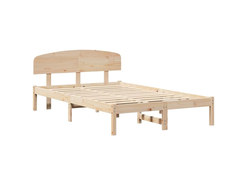  Lit double- lit adulte -  cadre de lit avec tête de lit naturel 120 x 190 cm pin massif  - Conforama C
