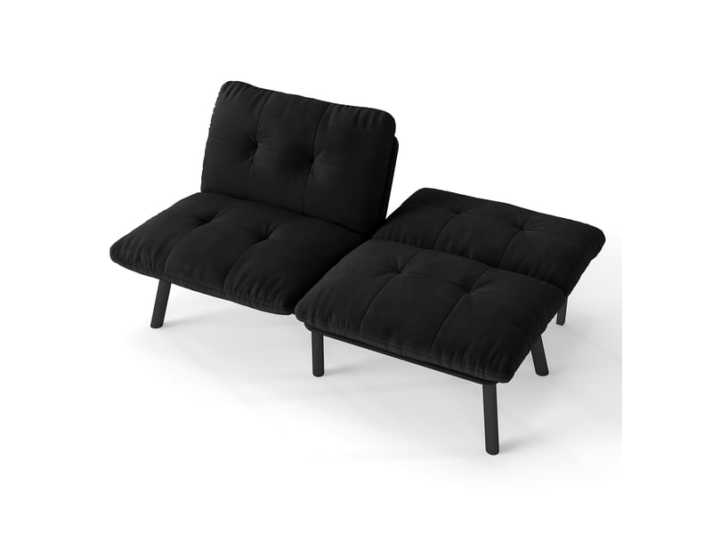  Canapé-lit pliant 2 places en velours noir avec fonction couchage  - Conforama A
