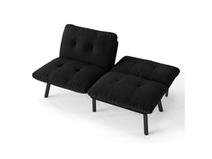 Canapé-lit pliant 2 places en velours noir avec fonction couchage