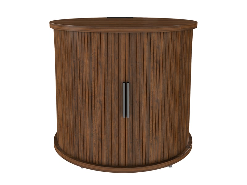 Table de chevet cylindrique mid-century avec station de charge, noyer, rangement mobile 60cm - Conforama A