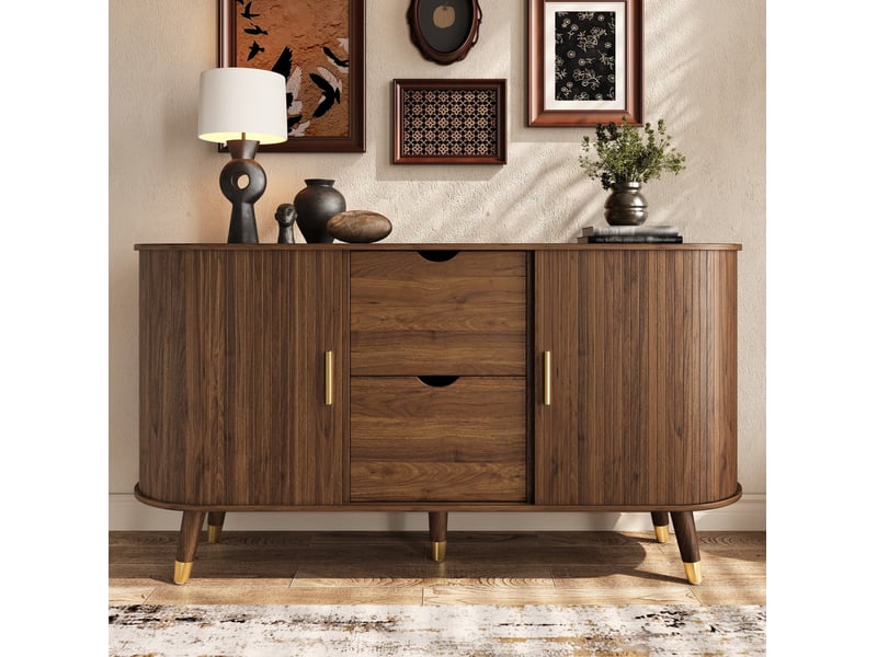 Ensemble salon 3 pièces noyer avec table basse relevable, meuble tv et buffet - Conforama R