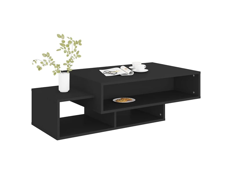  Table basse rectangulaire | table de salon noir 105x55x32 cm bois d’ingénierie  - Conforama D