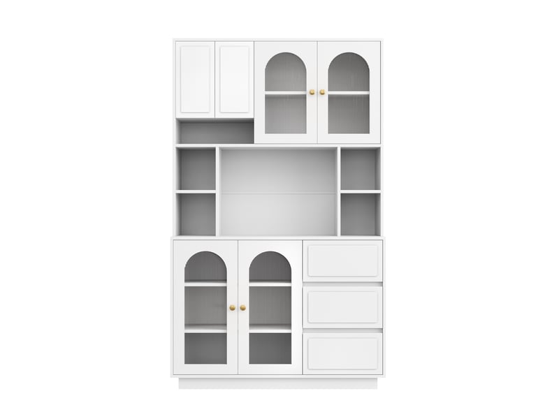  Buffet haut avec portes acrylique 3 tiroirs et led mdf blanc 106x30x175 cm GL74901W - Conforama A