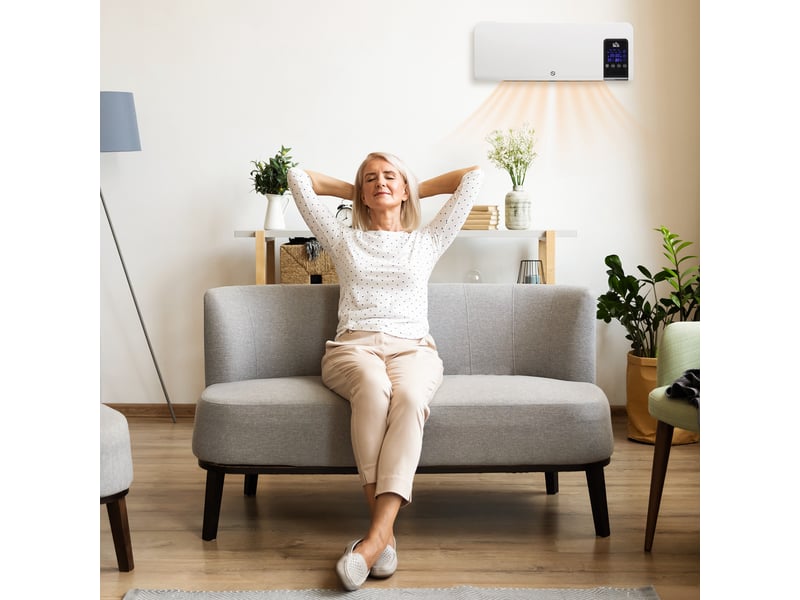  Radiateur électrique mural, 1000 w2000 w, avec affichage led et télécommande, 54,5 x 12 x 21,5 cm, blanc  - Conforama D