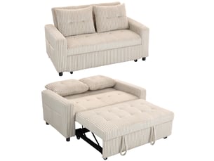 Canapé droit convertible 2 places Polyester beige