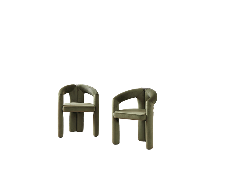  Chaise de salle à manger avec accoudoirs ergonomiques, dossier enveloppant et structure stable, en velours vert  - Conforama A