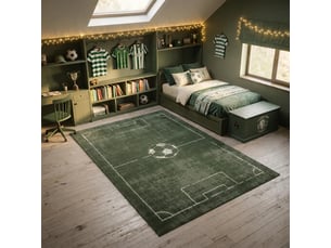 Tapis 120 x 170 cm lyn49 foot, motif terrain de football vert et blanc, design ludique et sportif