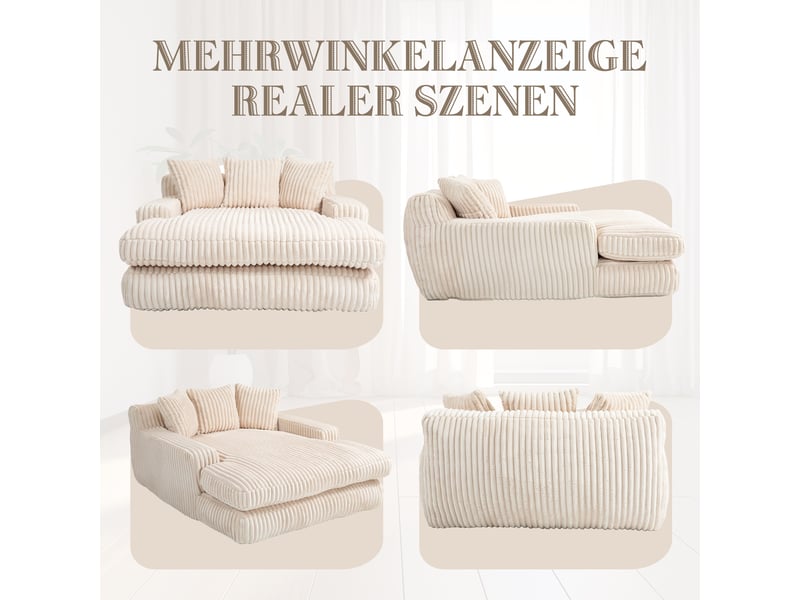  Canapé convertible, canapé-lit – coussins inclus, beige, en velours tricoté, 1 place, style cloud  - Conforama E