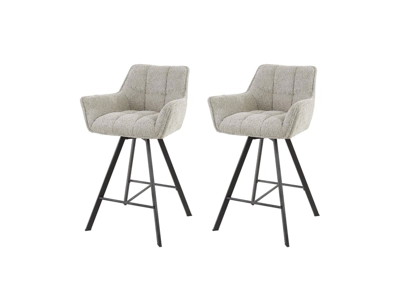 Lot de 2 chaises de bar pivotantes en tissu bouclette sable  - Conforama A