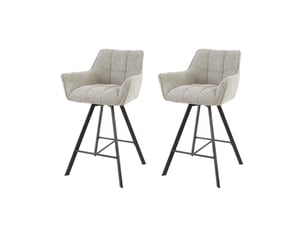 Lot de 2 chaises de bar pivotantes en tissu bouclette sable