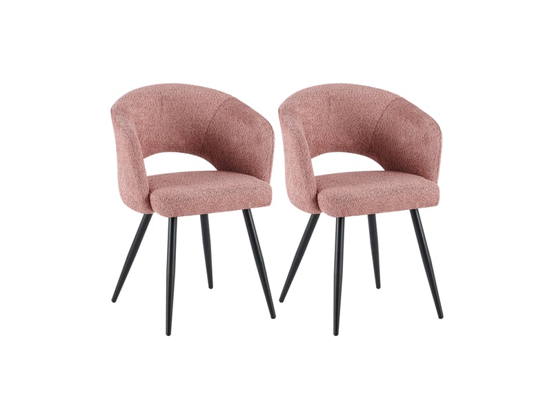 Lot de 2 chaises repas 58x53x81 cm en tissu bouclette vieux rose - Conforama A
