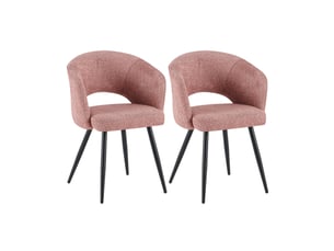 Lot de 2 chaises repas 58x53x81 cm en tissu bouclette vieux rose