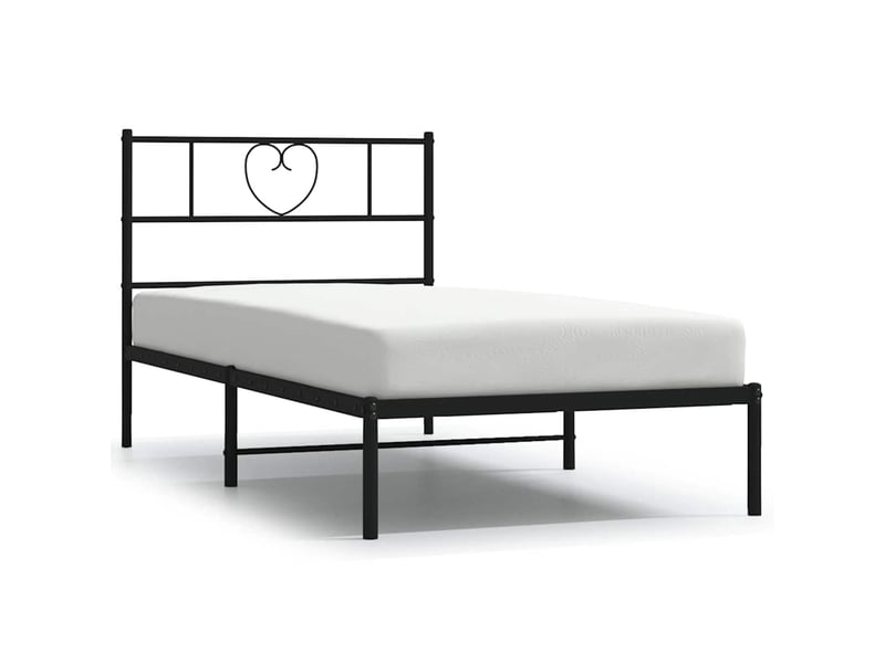  Lit simple- lit adulte -  cadre de lit métal sans matelas avec tête de lit noir 100x200cm  - Conforama A