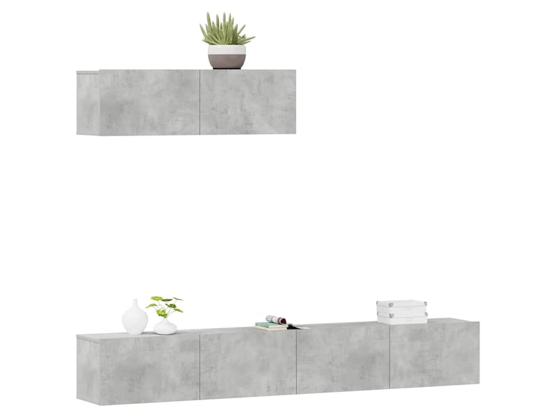  Ensemble de meubles tv 3 pcs gris béton bois d'ingénierie shl47530  - Conforama C