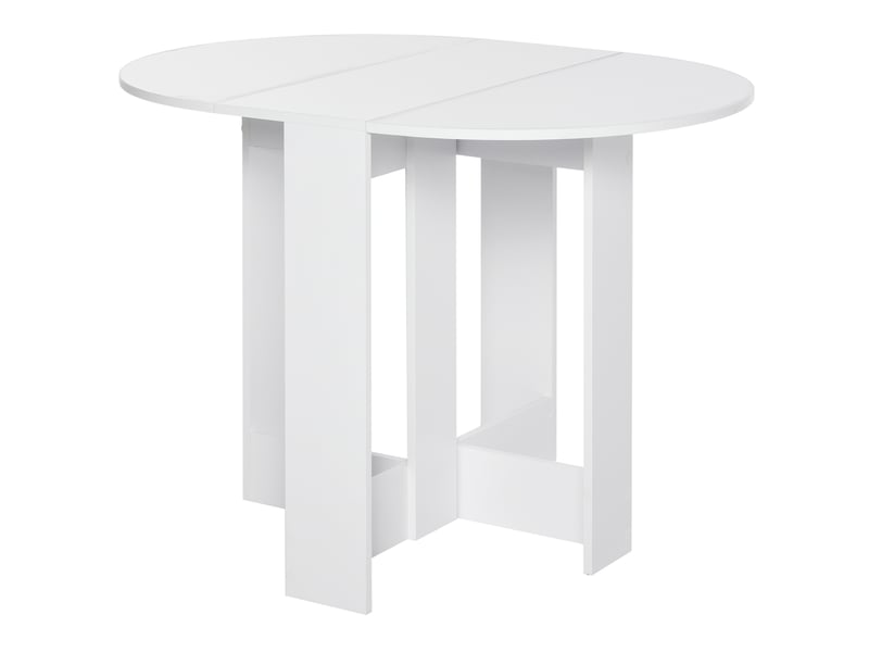  Table de salle à manger pliante avec 2 abattants, extensible, en bois, idéale pour la cuisine et le salon, gain de place, 104 x 76 x 73,7 cm, blanche  - Conforama A